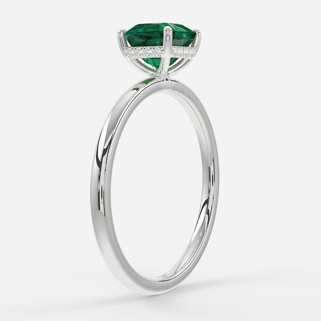 1.00ct Lab Grown Asscher Emerald Kate Platinum Hidden Halo Engagement Ring