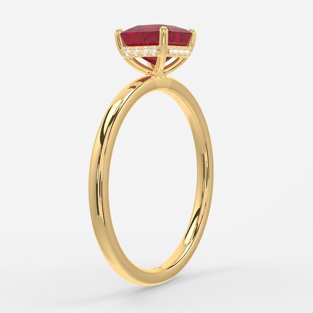 1.00ct Lab-Grown Asscher Ruby Kate Yellow Gold Hidden Halo Engagement Ring
