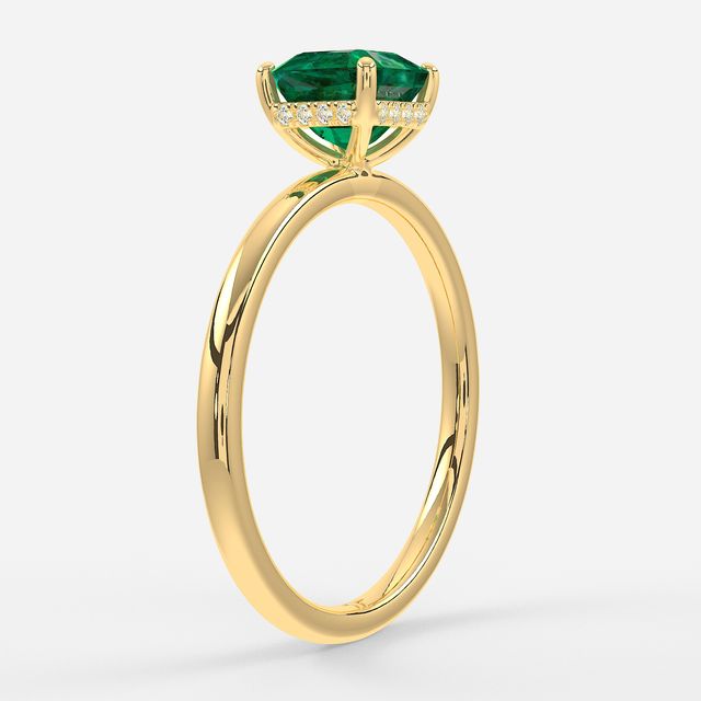 1.00ct Lab Grown Asscher Emerald Kate Yellow Gold Hidden Halo Engagement Ring