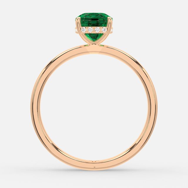 1.00ct Lab Grown Cushion Emerald Kate Rose Gold Hidden Halo Engagement Ring