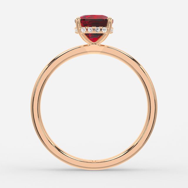 1.00ct Lab-Grown Cushion Ruby Kate Rose Gold Hidden Halo Engagement Ring