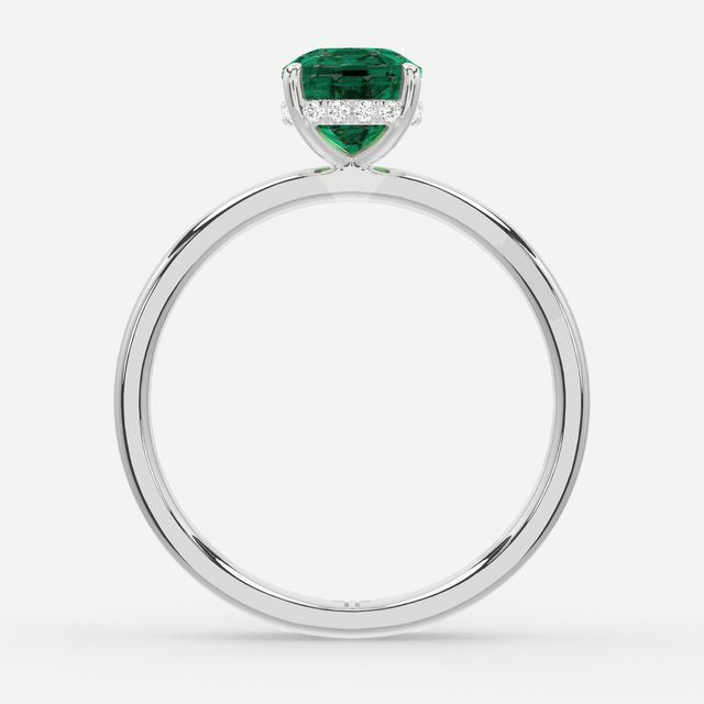 1.00ct Lab Grown Cushion Emerald Kate White Gold Hidden Halo Engagement Ring