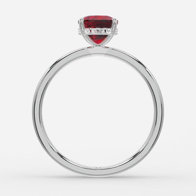 1.00ct Lab-Grown Cushion Ruby Kate White Gold Hidden Halo Engagement Ring