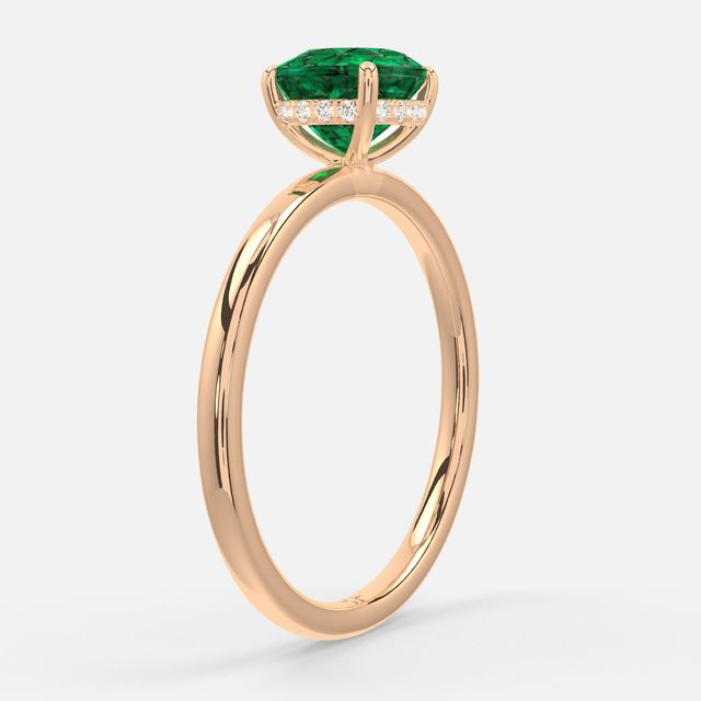 1.00ct Lab Grown Cushion Emerald Kate Rose Gold Hidden Halo Engagement Ring