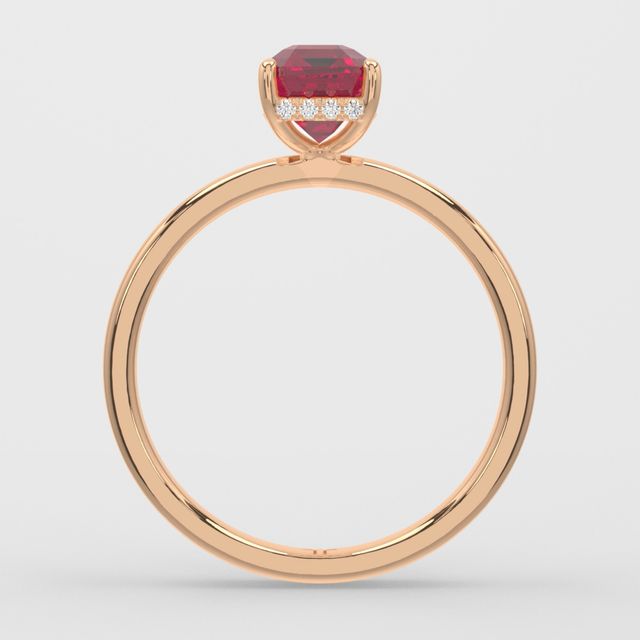 1.00ct Lab-Grown Emerald Ruby Kate Rose Gold Hidden Halo Engagement Ring