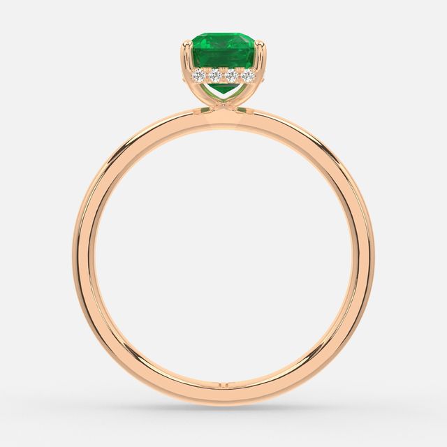 1.00ct Lab Grown Emerald Cut Emerald Kate Rose Gold Hidden Halo Engagement Ring