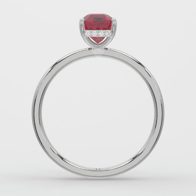 1.00ct Lab-Grown Emerald Ruby Kate White Gold Hidden Halo Engagement Ring
