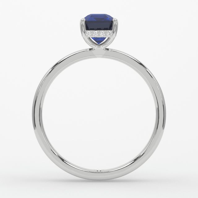 1.00ct Lab Grown Emerald Blue Sapphire Kate Platinum Hidden Halo Engagement Ring