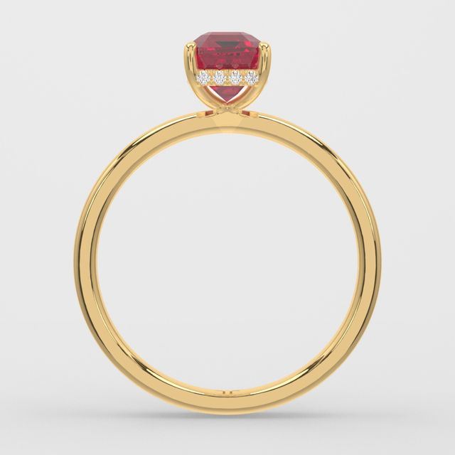 1.00ct Lab-Grown Emerald Ruby Kate Yellow Gold Hidden Halo Engagement Ring