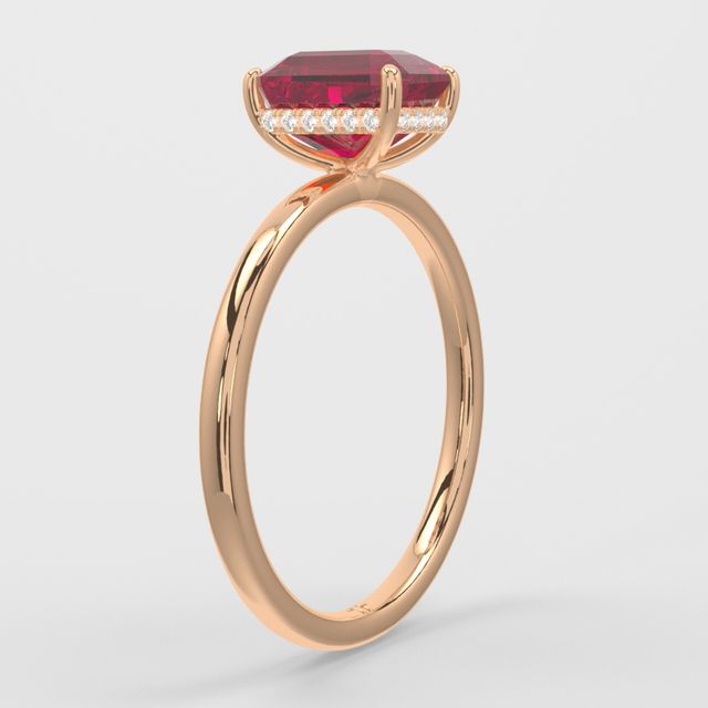 1.00ct Lab-Grown Emerald Ruby Kate Rose Gold Hidden Halo Engagement Ring