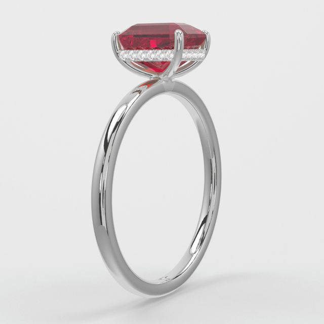 1.00ct Lab-Grown Emerald Ruby Kate White Gold Hidden Halo Engagement Ring