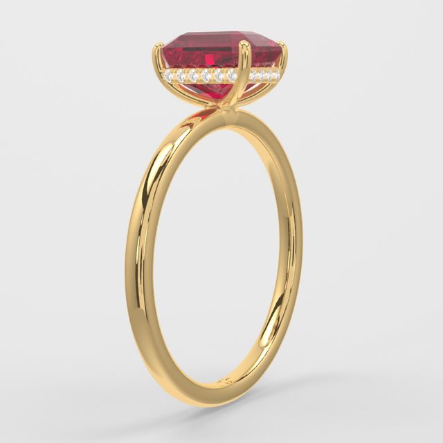 1.00ct Lab-Grown Emerald Ruby Kate Yellow Gold Hidden Halo Engagement Ring