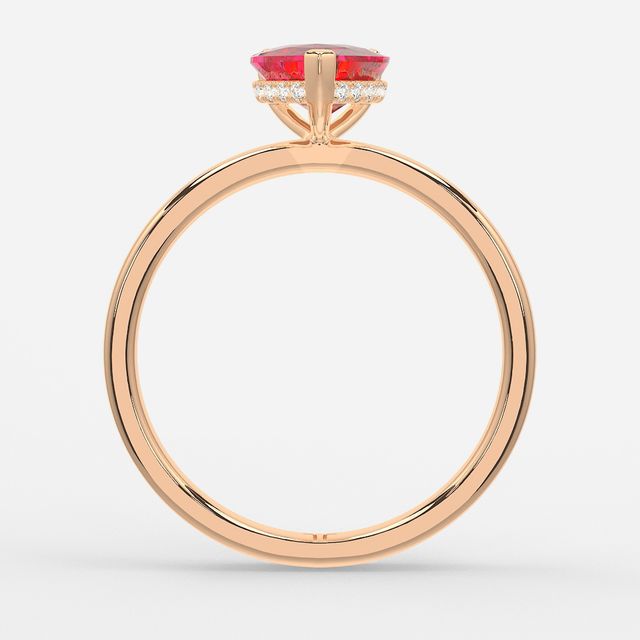 1.00ct Lab-Grown Heart Ruby Kate Rose Gold Hidden Halo Engagement Ring