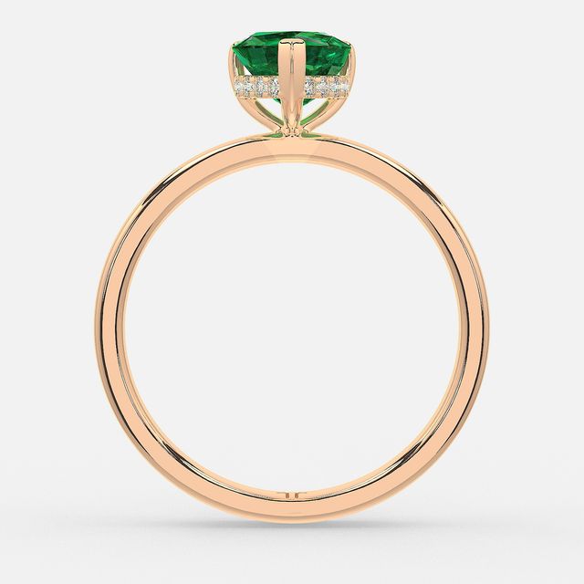 1.00ct Lab Grown Heart Emerald Kate Rose Gold Hidden Halo Engagement Ring