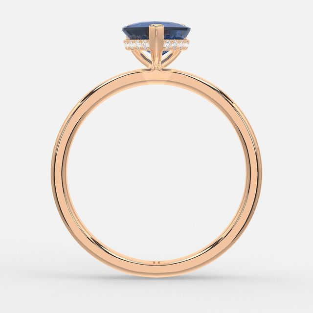 1.00ct Lab Grown Heart Blue Sapphire Kate Rose Gold Hidden Halo Engagement Ring