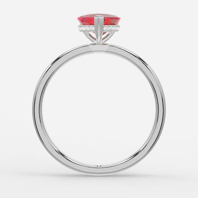 1.00ct Lab-Grown Heart Ruby Kate White Gold Hidden Halo Engagement Ring