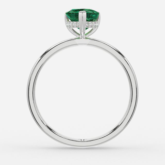 1.00ct Lab Grown Heart Emerald Kate White Gold Hidden Halo Engagement Ring