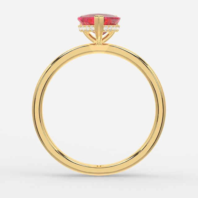 1.00ct Lab-Grown Heart Ruby Kate Yellow Gold Hidden Halo Engagement Ring