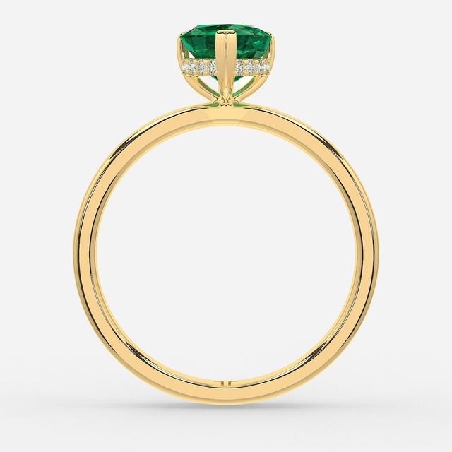 1.00ct Lab Grown Heart Emerald Kate Yellow Gold Hidden Halo Engagement Ring