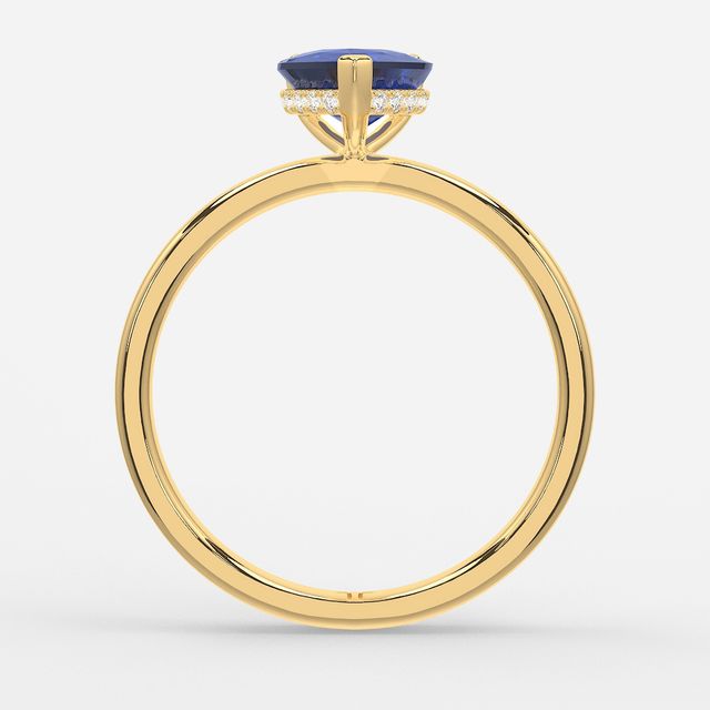 1.00ct Lab Grown Heart Blue Sapphire Kate Yellow Gold Hidden Halo Engagement Ring