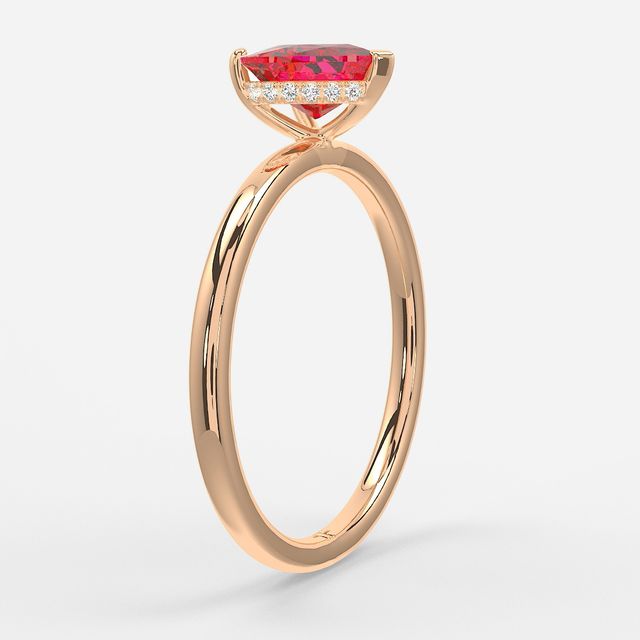 1.00ct Lab-Grown Heart Ruby Kate Rose Gold Hidden Halo Engagement Ring