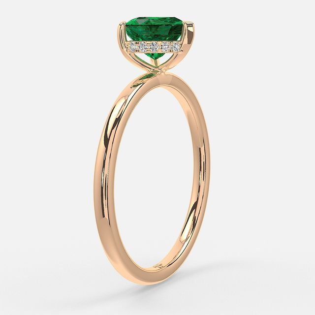 1.00ct Lab Grown Heart Emerald Kate Rose Gold Hidden Halo Engagement Ring
