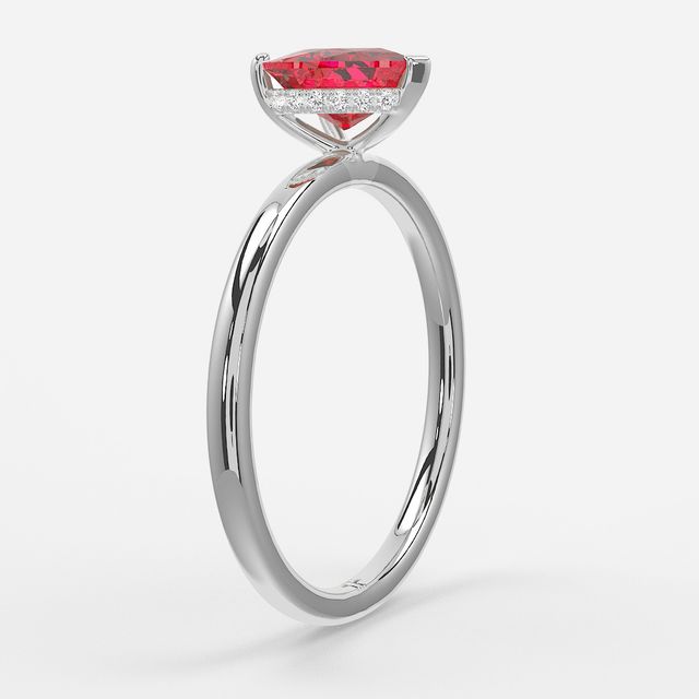 1.00ct Lab-Grown Heart Ruby Kate White Gold Hidden Halo Engagement Ring