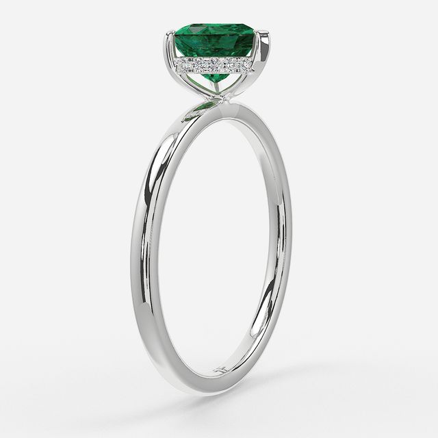 1.00ct Lab Grown Heart Emerald Kate White Gold Hidden Halo Engagement Ring