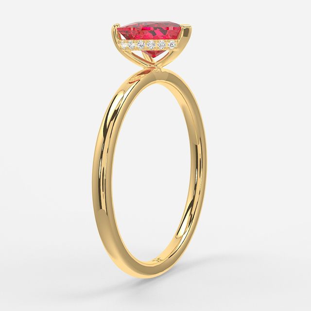 1.00ct Lab-Grown Heart Ruby Kate Yellow Gold Hidden Halo Engagement Ring