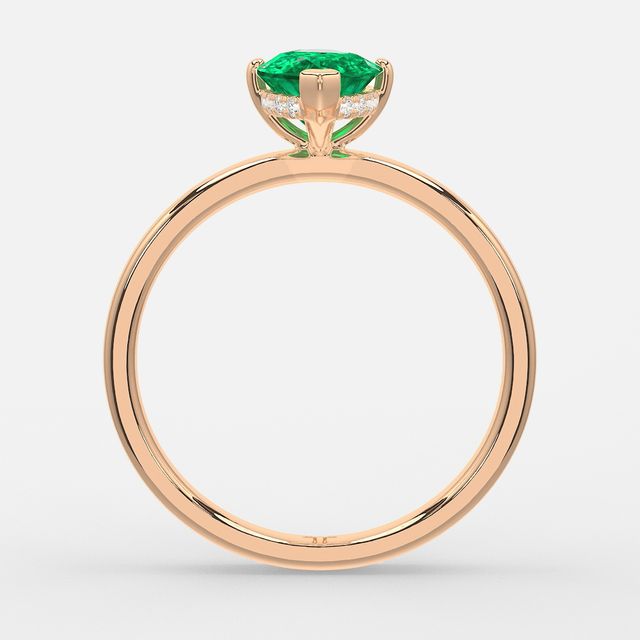 1.00ct Lab Grown Marquise Emerald Kate Rose Gold Hidden Halo Engagement Ring