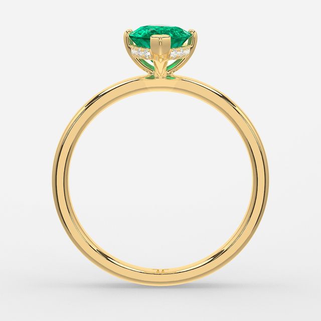 1.00ct Lab Grown Marquise Emerald Kate Yellow Gold Hidden Halo Engagement Ring
