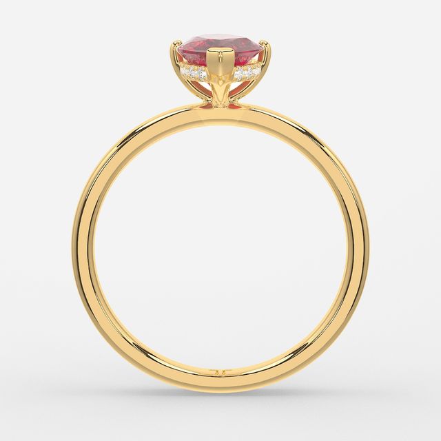 1.00ct Lab-Grown Marquise Ruby Kate Yellow Gold Hidden Halo Engagement Ring
