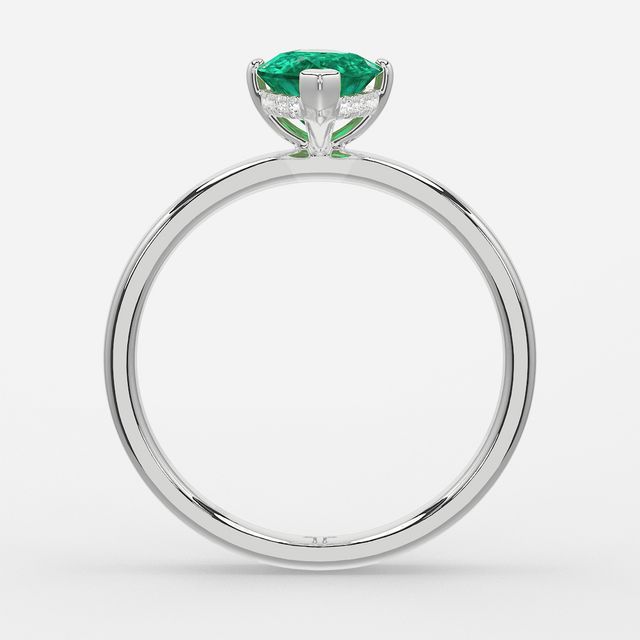 1.00ct Lab Grown Marquise Emerald Kate Platinum Hidden Halo Engagement Ring