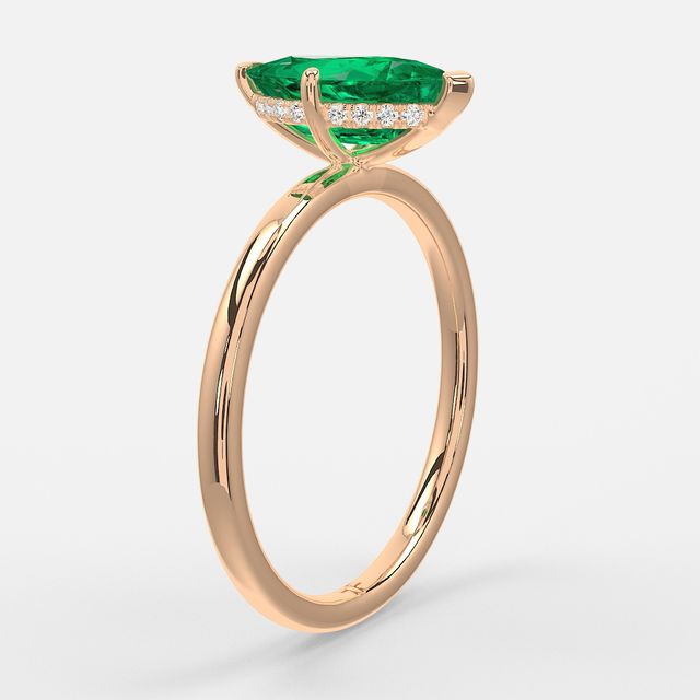 1.00ct Lab Grown Marquise Emerald Kate Rose Gold Hidden Halo Engagement Ring