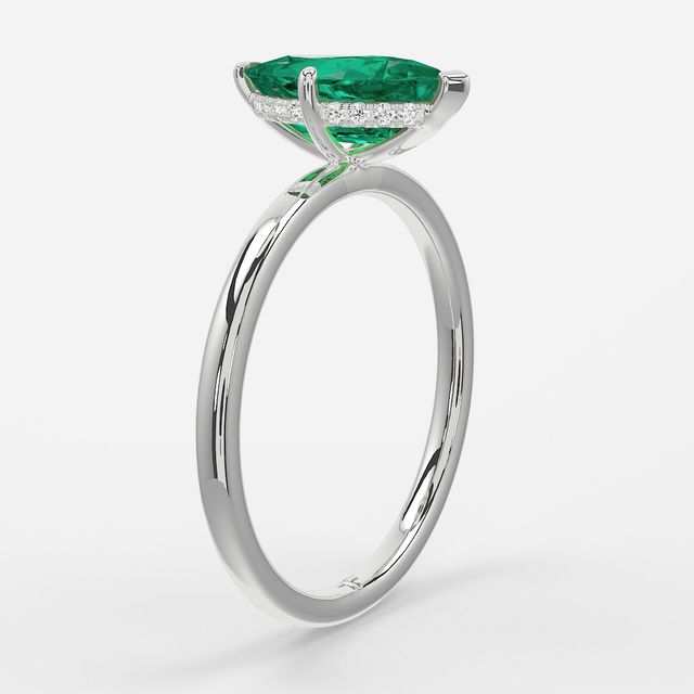 1.00ct Lab Grown Marquise Emerald Kate Platinum Hidden Halo Engagement Ring