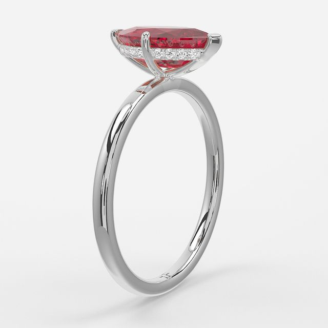 1.00ct Lab-Grown Marquise Ruby Kate Platinum Hidden Halo Engagement Ring