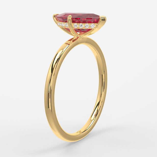 1.00ct Lab-Grown Marquise Ruby Kate Yellow Gold Hidden Halo Engagement Ring