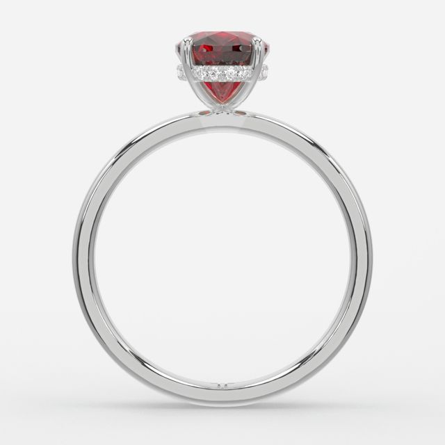 1.00ct Lab-Grown Oval Ruby Kate White Gold Hidden Halo Engagement Ring