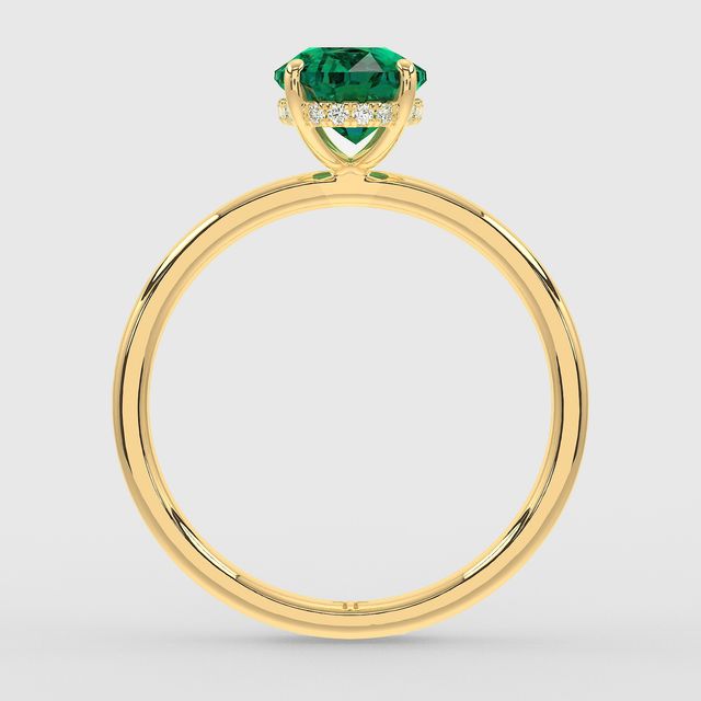 1.00ct Lab Grown Oval Emerald Kate Yellow Gold Hidden Halo Engagement Ring