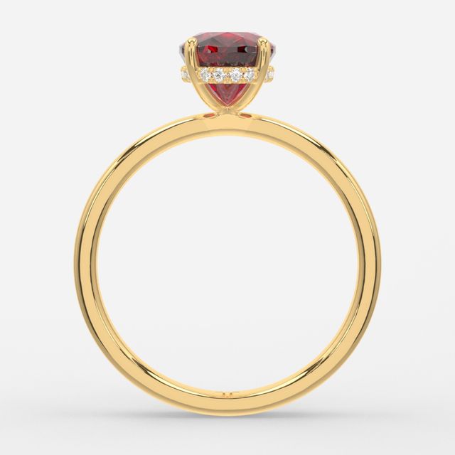 1.00ct Lab-Grown Oval Ruby Kate Yellow Gold Hidden Halo Engagement Ring