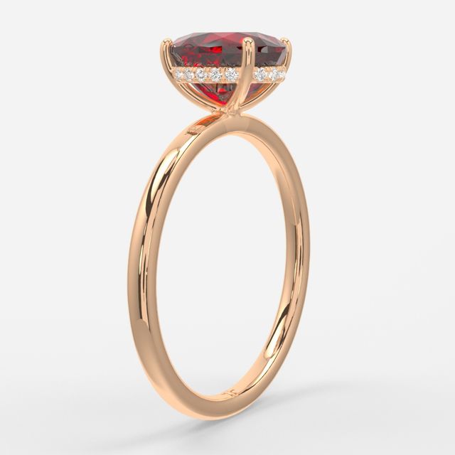 1.00ct Lab-Grown Oval Ruby Kate Rose Gold Hidden Halo Engagement Ring