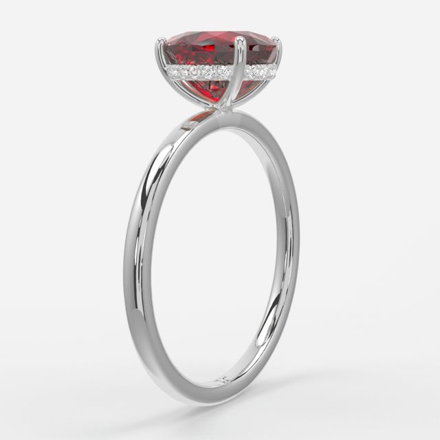 1.00ct Lab-Grown Oval Ruby Kate White Gold Hidden Halo Engagement Ring