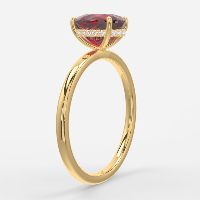 1.00ct Lab-Grown Oval Ruby Kate Yellow Gold Hidden Halo Engagement Ring