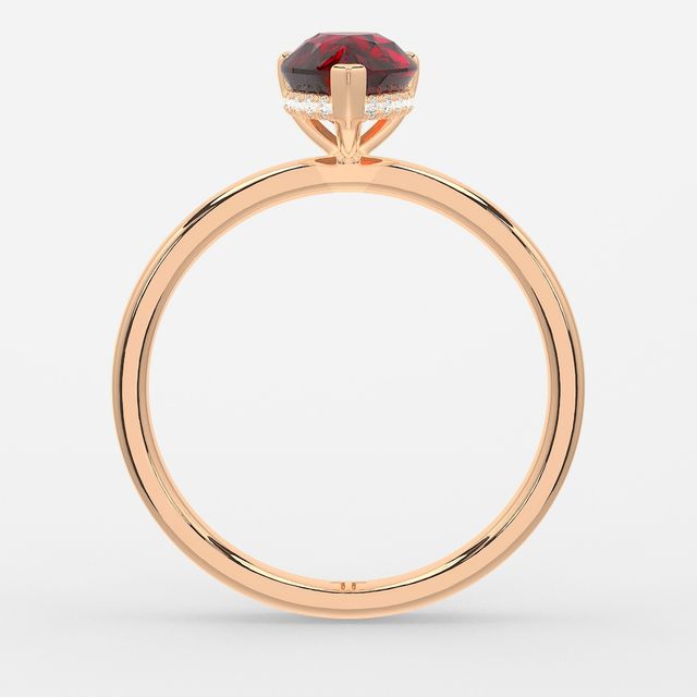 1.00ct Lab-Grown Pear Ruby Kate Rose Gold Hidden Halo Engagement Ring