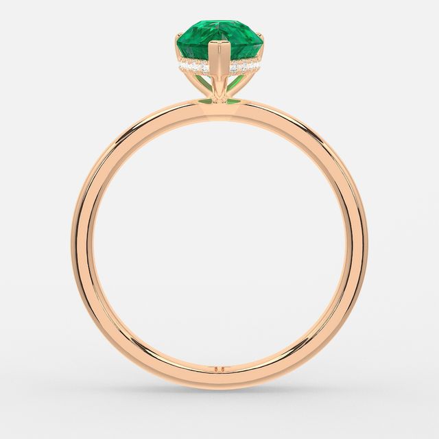 1.00ct Lab Grown Pear Emerald Kate Rose Gold Hidden Halo Engagement Ring