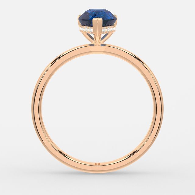 1.00ct Lab Grown Pear Blue Sapphire Kate Rose Gold Hidden Halo Engagement Ring