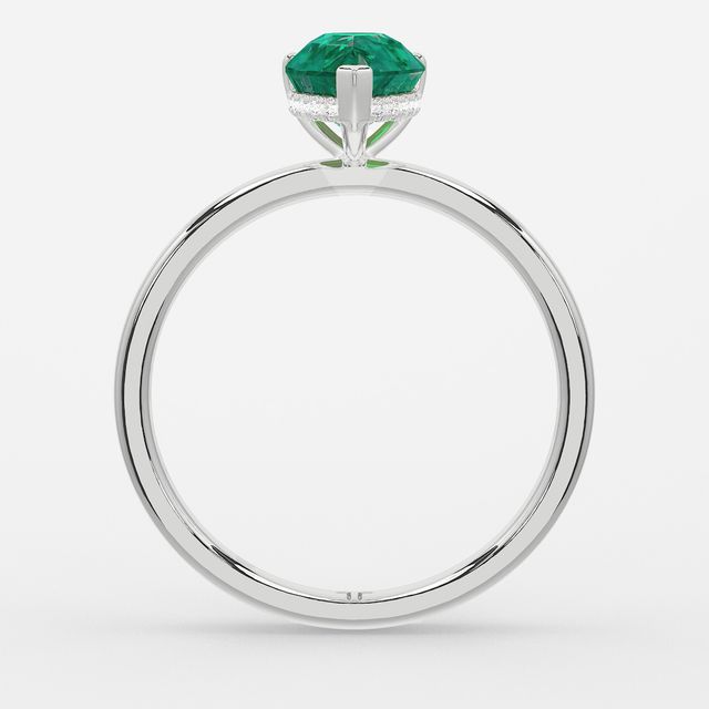1.00ct Lab Grown Pear Emerald Kate White Gold Hidden Halo Engagement Ring