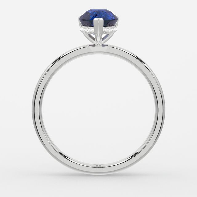 1.00ct Lab Grown Pear Blue Sapphire Kate White Gold Hidden Halo Engagement Ring