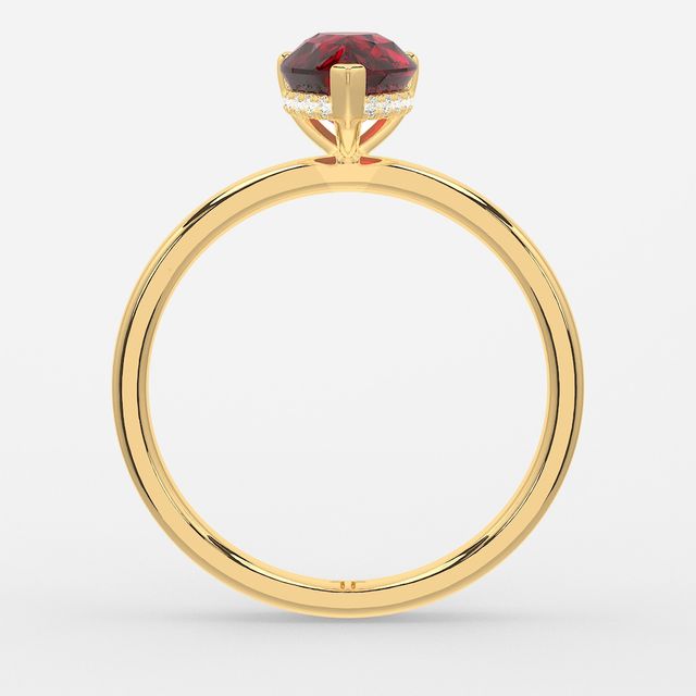 1.00ct Lab-Grown Pear Ruby Kate Yellow Gold Hidden Halo Engagement Ring