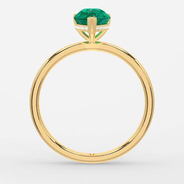 1.00ct Lab Grown Pear Emerald Kate Yellow Gold Hidden Halo Engagement Ring